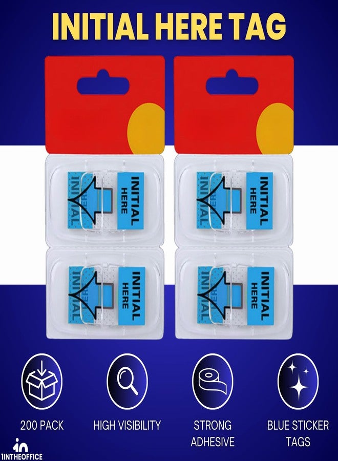 1InTheOffice Initial Here Flags – Blue Arrow Sticker Tabs, Self-Adhesive Initial Here Tabs & Sticky Tabs, Initial Stickers, 200-Pack - Image 2